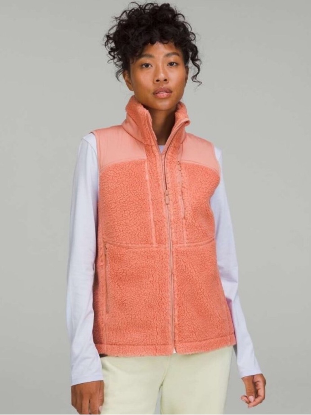 Lululemon Textured Fleece Full-Zip Vest pink Savanah size 4